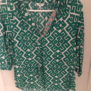 Women's green print blouse.